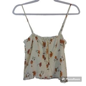 La Hearts Floral Crop Top - Cream and Orange
